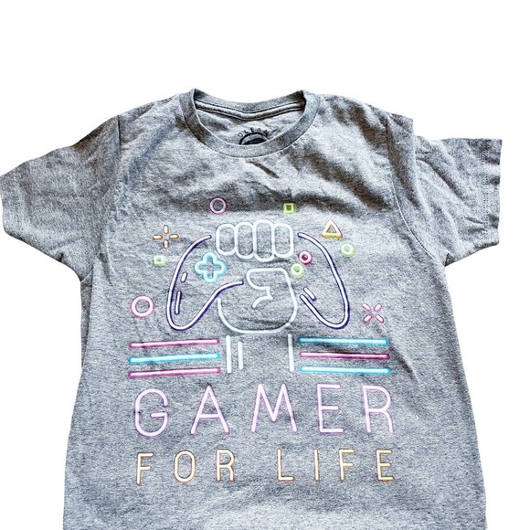 Ocean Current Gamer For Life Gamer Gray Short Sleeve Graphic Tee Youth Small - Picture 5 of 7